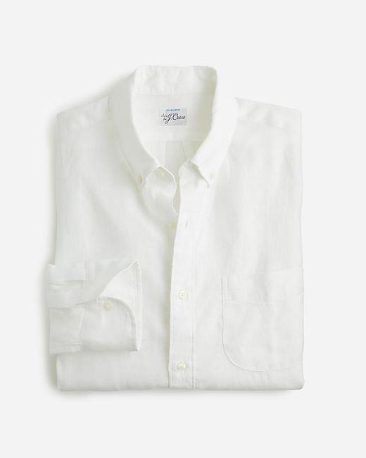 J.Crew White Slim Untucked Baird Mcnutt Irish Linen Shirt for men