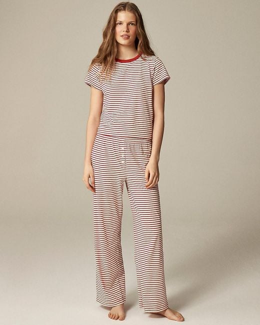J.Crew Natural Short-Sleeve Pajama Pant Set