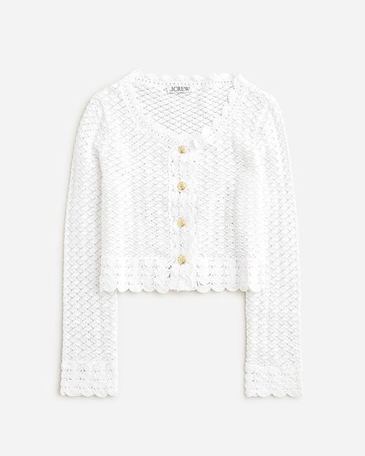 J.Crew Natural Crochet Cropped Cardigan Sweater