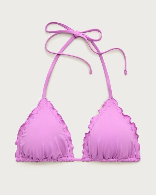 J.Crew Pink Lettuce-Trim String Bikini Top