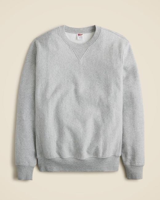 J.Crew Gray Heritage 14 Oz. Fleece Embroidered Oarsman Graphic Sweatshirt for men