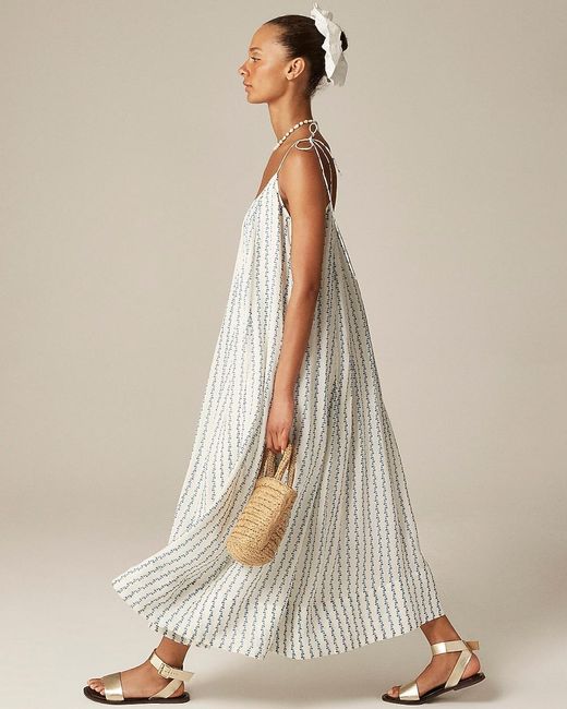 J.Crew Natural Floaty Tie-Shoulder Dress