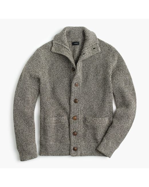 J.Crew Gray Marled Cotton Mockneck Cardigan Sweater for men