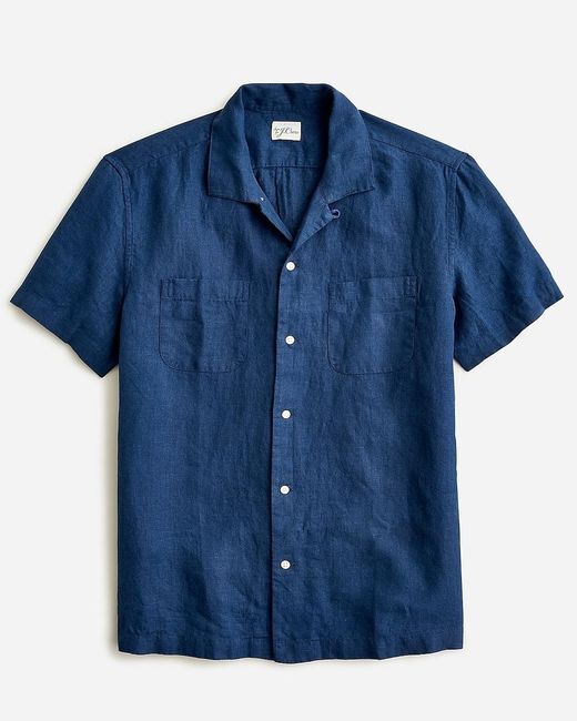J.Crew Blue Short-Sleeve Camp-Collar Shirt for men