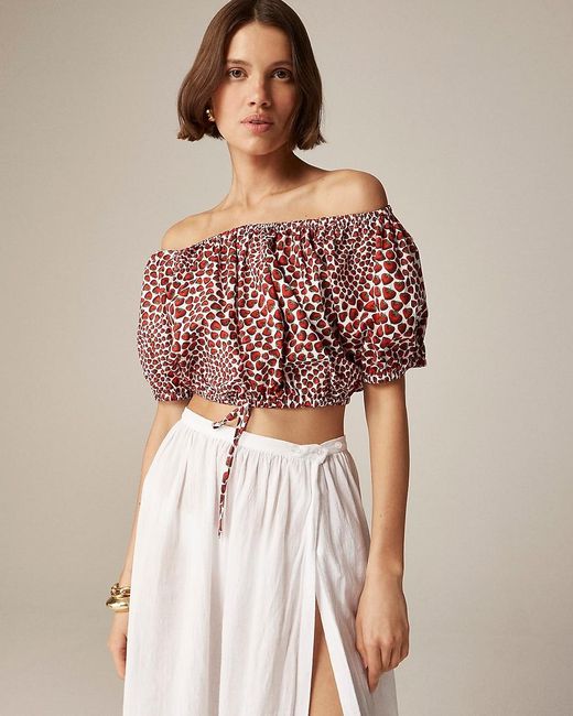 J.Crew Red Cinched-Waist Top
