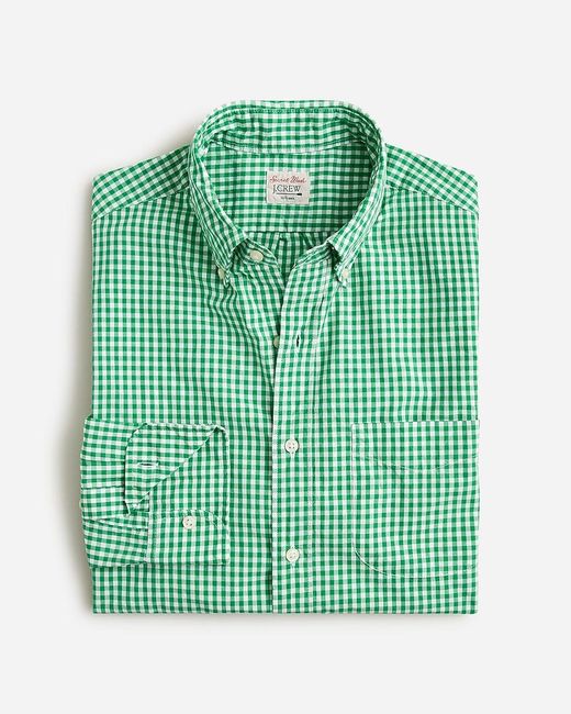 J.Crew Green Secret Wash Cotton Poplin Shirt for men