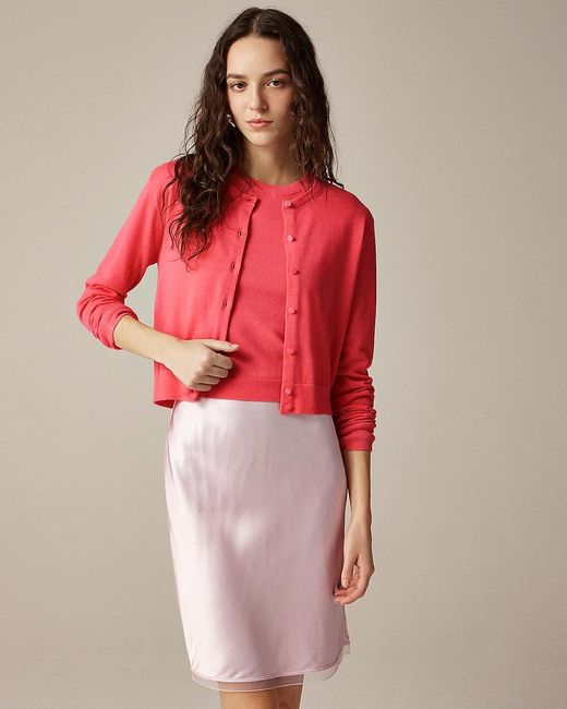 J.Crew Red Featherweight Cashmere Cardigan