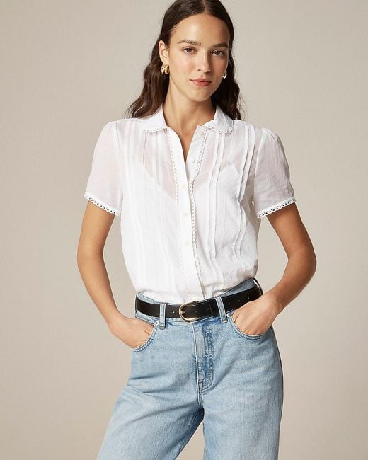 J.Crew White Button-Up Short-Sleeve Shirt