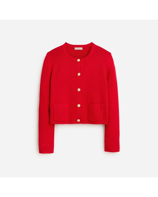 J.Crew Red Emilie Sweater Lady Jacket With Contrast Trim