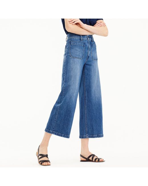 J.Crew Point Sur Wide leg Crop Jean In Blue Lyst