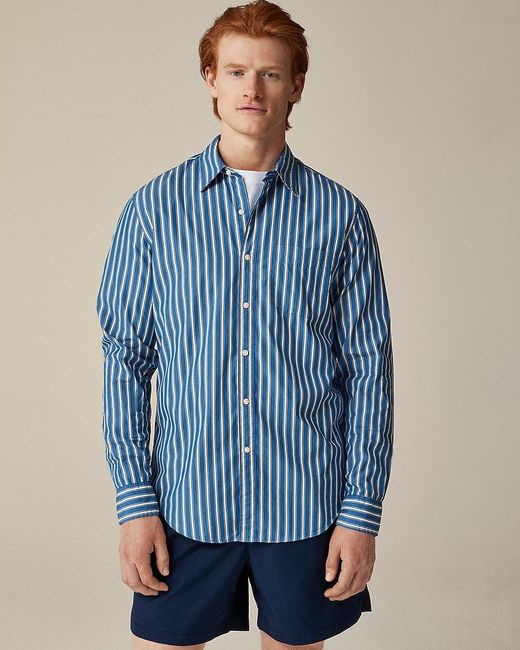 Men's Blue Secret Wash Cotton Poplin Shirt With Point Collar