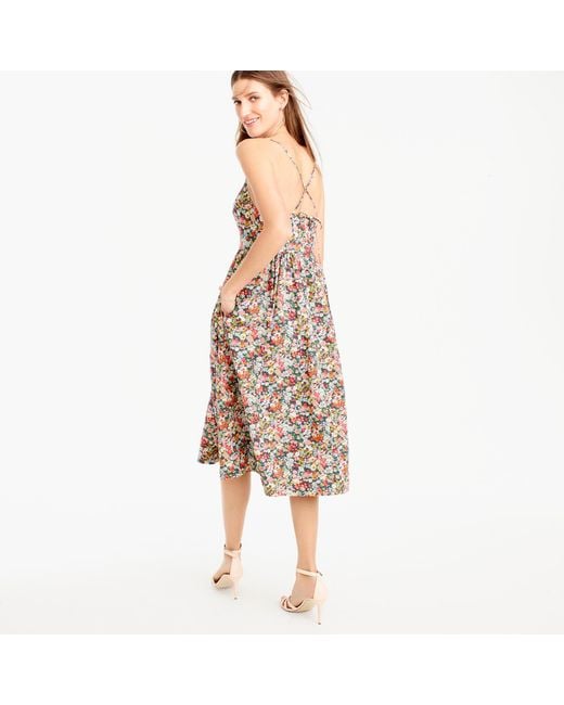 J.Crew Multicolor Lace-up Back Dress In Liberty Thorpe Floral