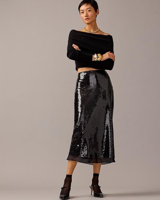 J.Crew Black Limited-Edition Anna October X Sequin Skirt