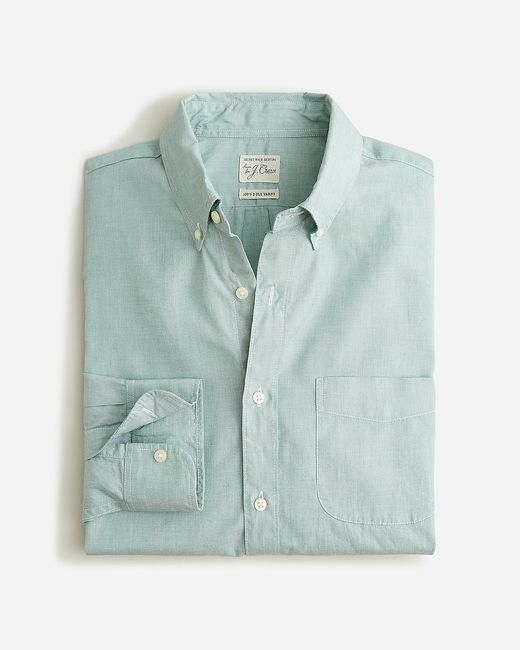 J.Crew Blue Tall Secret Wash Cotton Poplin Shirt for men