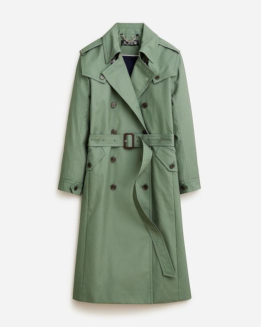 J.Crew Green Double-Breasted Trench Coat