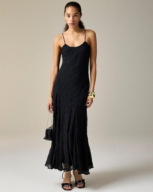 J.Crew Collection Eyelet Maxi Slip Dress in Black | Lyst