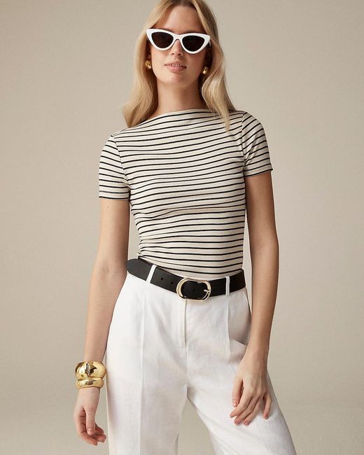 J.Crew Natural Fine-Rib Fitted Boatneck T-Shirt