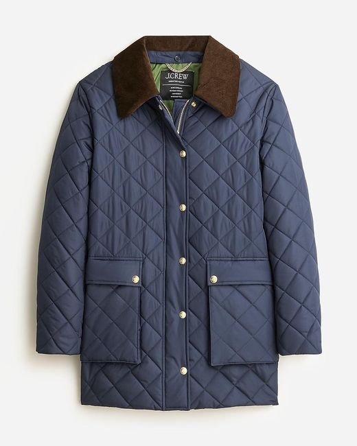 J.Crew Blue Tall Heritage Quilted Barn Jacket With Primaloft
