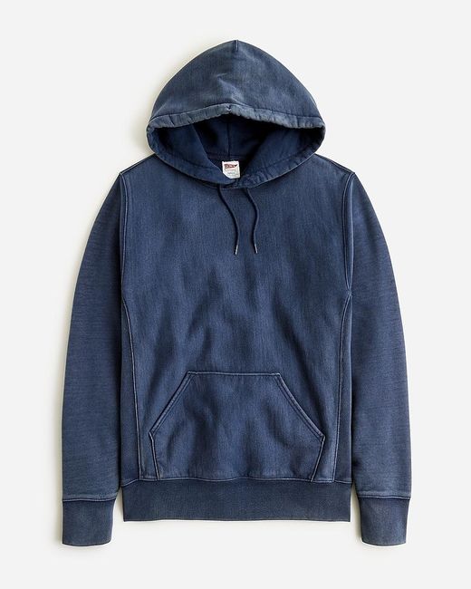 J.Crew Blue Tall Washed Heritage 14 Oz. Fleece Hoodie for men
