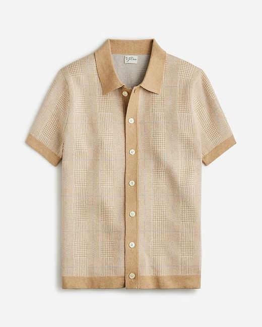 J.Crew Natural Short-Sleeve Heritage Cotton Sweater-Polo for men
