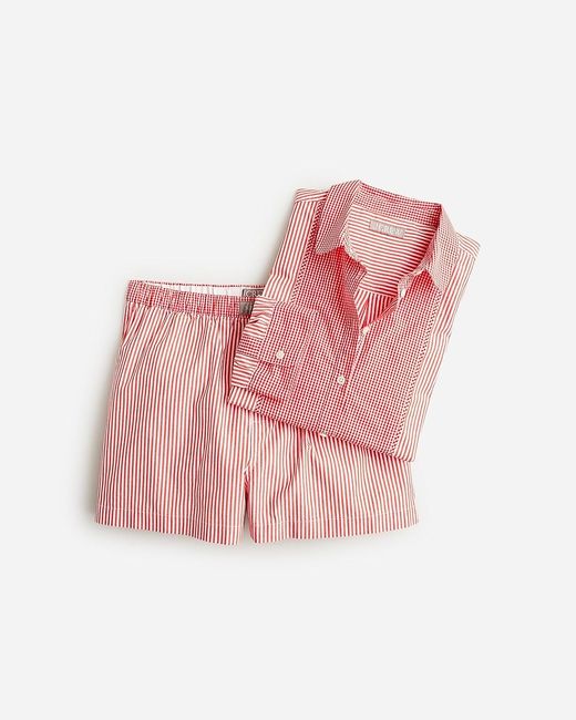 J.Crew Pink Cropped Bib Shirt And Boxer Short Pajama Set