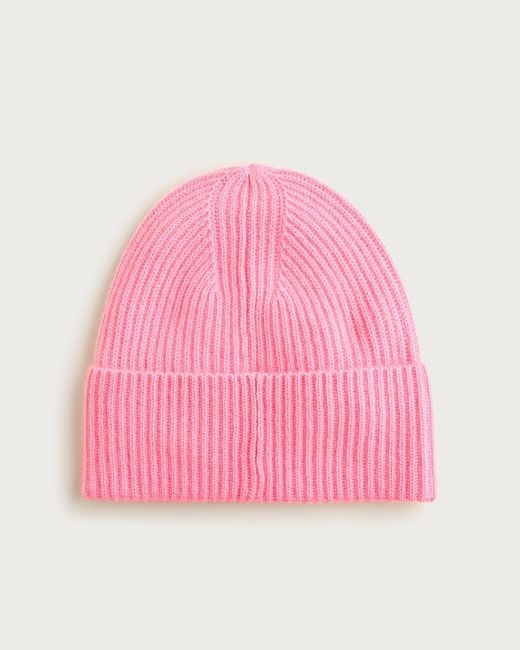 J.Crew Pink Ribbed Cashmere Beanie