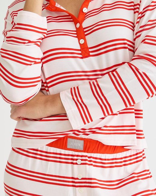 J.Crew Red Dreamiest Long-Sleeve Henley Pajama Set