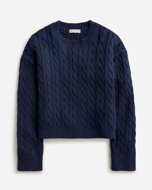 J.Crew Blue Cable-Knit Cropped Sweater