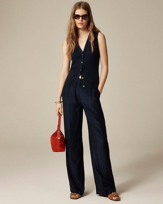 J.Crew Blue Petite Essential Wide-Leg Pant