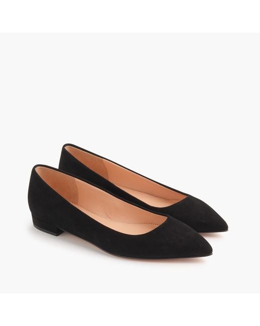J.Crew Black Pointed-toe Flats In Suede