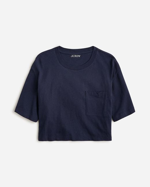 J.Crew Blue Vintage Jersey Cropped Pocket T-Shirt