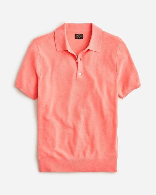 J.Crew Orange Cashmere Short-Sleeve Sweater-Polo for men