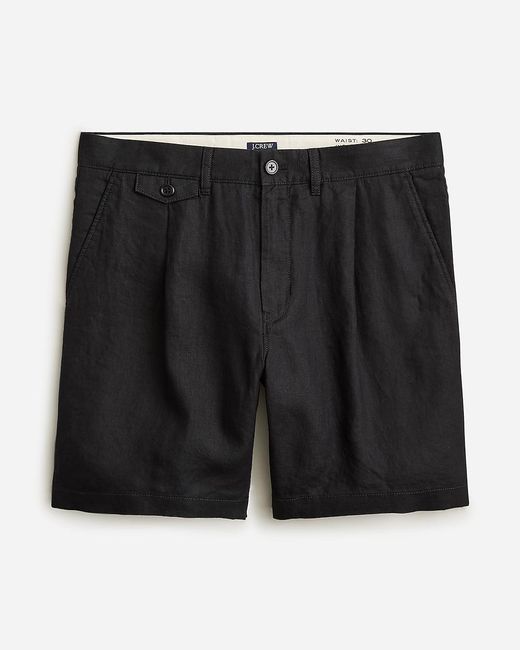 J.Crew Black 7.5'' Pleated Linen Short for men