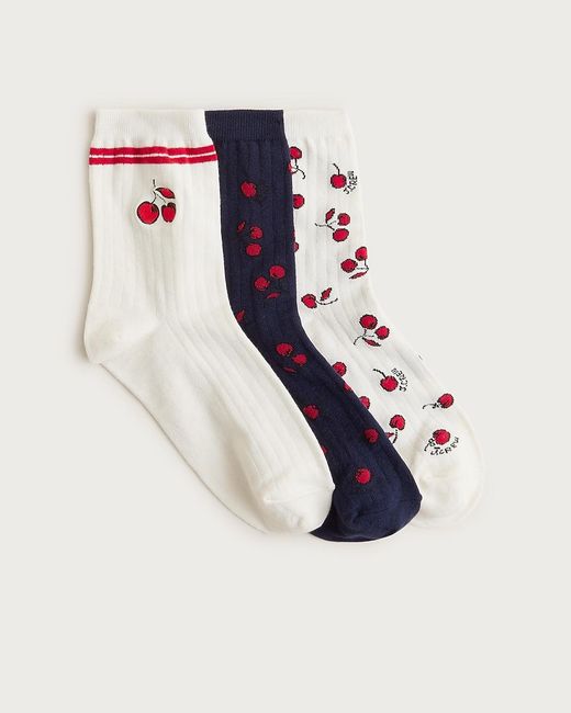 J.Crew Blue Cherry Bootie Socks Three-Pack