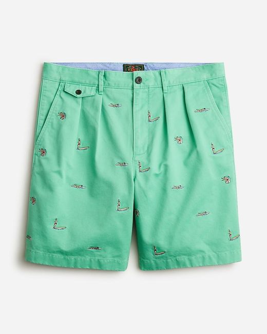 J.Crew Blue Beams Plus X 8.5'' Pleated Chino Short With Surfer Embroidery for men