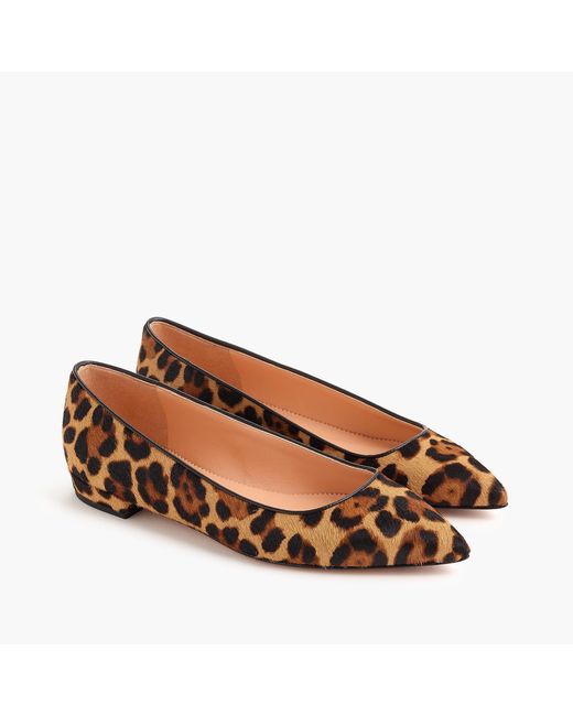 J.Crew Brown Pointed-toe Flats In Leopard Calf Hair