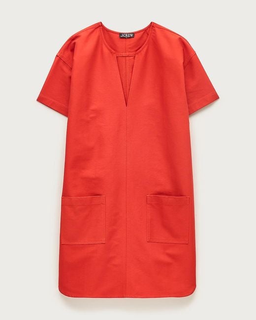 J.Crew Red Petite Patch-Pocket Pullover Dress