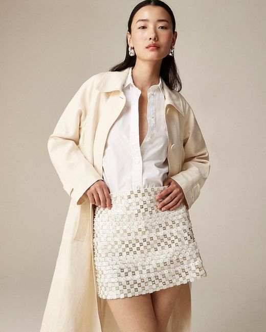 J.Crew Natural Collection Embellished Mini Skirt With Floral Appliqué