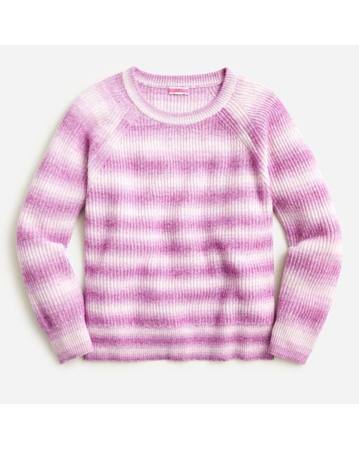 J.Crew Ribbed Cashmere Oversized Crewneck Sweater In Space Dye in Pink
