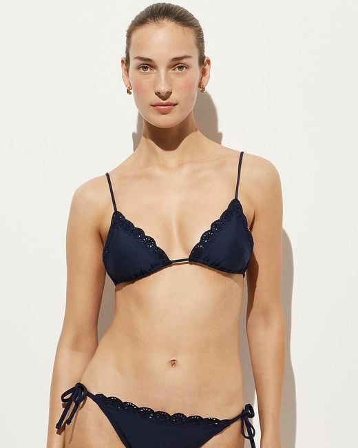 J.Crew Blue Perfect Eyelet String Bikini Top