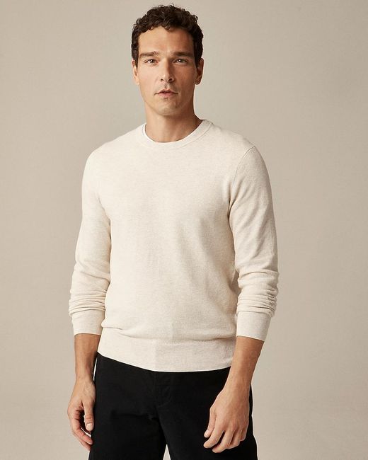 J.Crew Natural Cotton Piqué-Stitch Crewneck Sweater for men