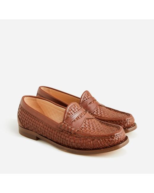 J.Crew Brown Winona Penny Loafers In Woven Italian Leather