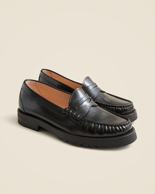 J.Crew Black New Winona Lug-Sole Penny Loafers