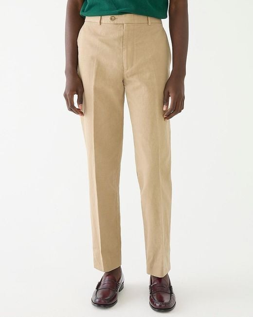 J.Crew Natural Garment-Dyed Cotton-Linen Blend Chino Suit Pant for men