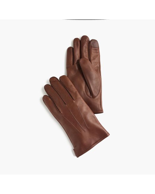 J.Crew Brown Leather Gloves With Cashmere Lining for men