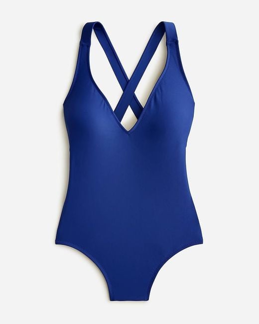 J.Crew Blue High-Support Cross-Back One-Piece
