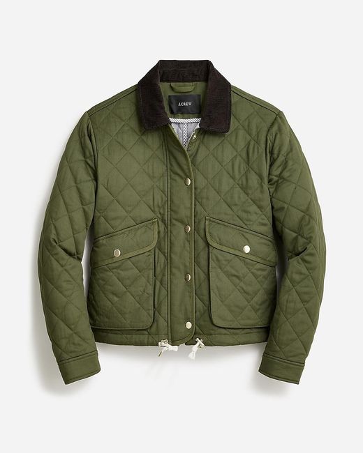 J.Crew Green Limited-Edition New Cropped Quilted Barn Jacket
