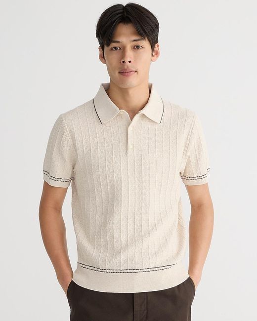 J.Crew Natural Texture-Stitch Cotton-Tipped Sweater-Polo for men