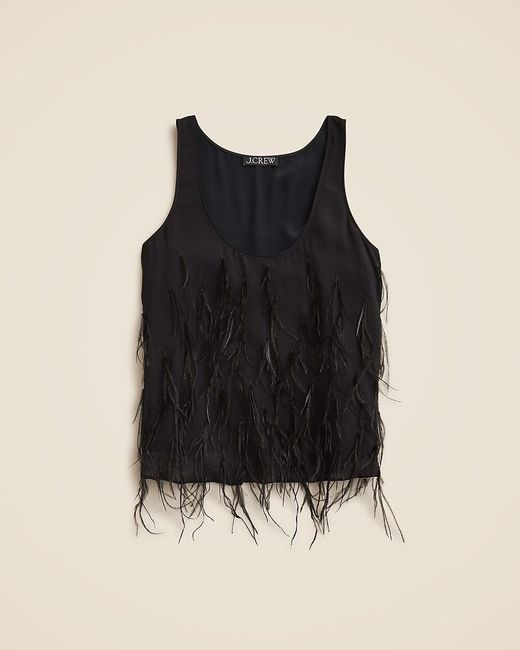 J.Crew Black Feather-Embellished Tank Top