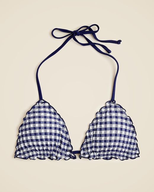 J.Crew Blue Lettuce-Trim String Bikini Top